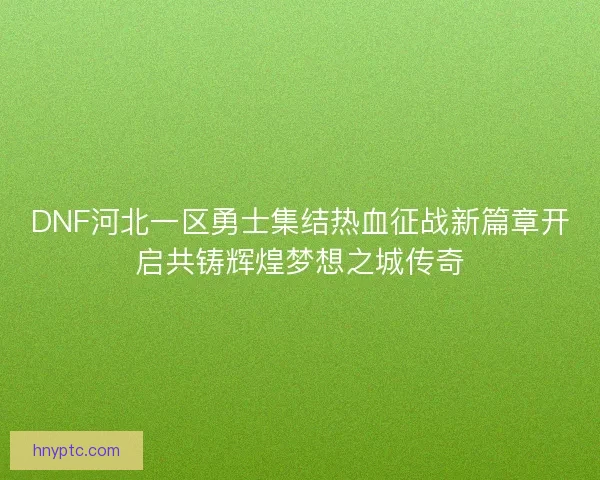 DNF河北一区勇士集结热血征战新篇章开启共铸辉煌梦想之城传奇