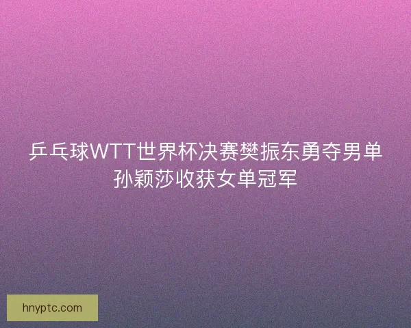 乒乓球WTT世界杯决赛樊振东勇夺男单孙颖莎收获女单冠军 乒乓球WTT世界杯决赛樊振东勇夺男单孙颖莎收获女单冠军